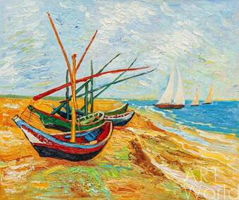Копия картины Ван Гога "Рыбачьи лодки на берегу в Сен-Марье", художник Анджей Влодарчик Артворлд.ру