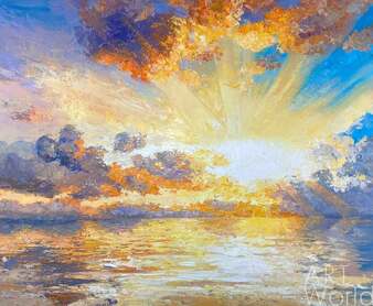 Картина маслом "Восход солнца над морем" Артворлд.ру