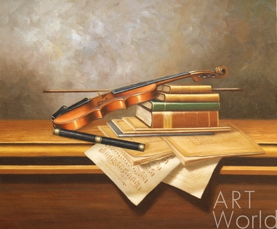 картина масло холст Натюрморт со скрипкой, Камский Савелий, LegacyArt