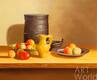 картина масло холст Натюрморт с яблоками и желтым кувшином, Камский Савелий, LegacyArt