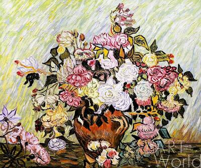 картина масло холст Копия картины Ван Гога "Ваза с розами" (копия Анджея Влодарчика), Влодарчик Анджей, LegacyArt Артворлд.ру