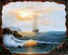 картина масло холст Морской пейзаж маслом "Парусник на якоре у гор", Картины в интерьер, LegacyArt