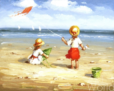картина масло холст Дети на пляже (NP7), Потапова Мария Артворлд.ру