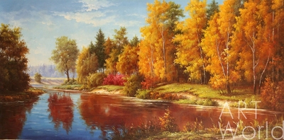 картина масло холст Красно-оранжевый пейзаж, Ромм Александр, LegacyArt