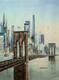 картина масло холст Картина маслом "Нью-Йорк, вид на город через Бруклинский мост", Виверс Кристина, LegacyArt