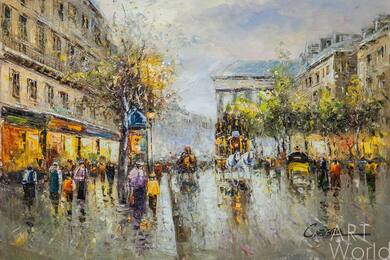 Пейзаж Парижа Антуана Бланшара "Boulevard de La Madeleine" (копия Кристины Виверс) Артворлд.ру