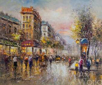 Пейзаж Парижа Антуана Бланшара  "Les Grands Boulevards" (вольная копия Кристины Виверс)» Артворлд.ру