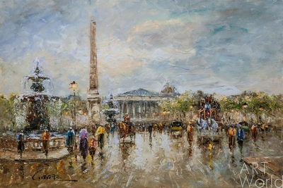 картина масло холст Пейзаж Парижа Антуана Бланшара "Place de la Concorde (копия Кристины Виверс) ", Бланшар Антуан (A. Blanchard)