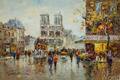 картина масло холст Пейзаж Парижа Антуана Бланшара "Place Saint Michel Notre Dame (копия Кристины Виверс) , Виверс Кристина, LegacyArt
