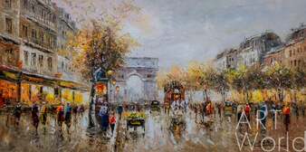 Пейзаж Парижа Антуана Бланшара "Champs Elysees, Arc de Triomphe" (копия Кристины Виверс) Артворлд.ру