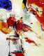 картина масло холст Абстракция маслом "Красные цветы в белой вазе", Картины в интерьер, LegacyArt