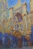 картина масло холст Картина "Руанский собор, фасад (закат), гармония золотого и голубого (1892-1894)", копия С.Камского, Моне Клод