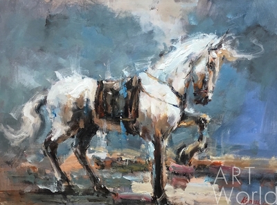 картина масло холст Картина маслом "Гарцующая лошадь", Камский Савелий, LegacyArt