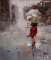 Картина маслом "Девушка под белым зонтом" Артворлд.ру
