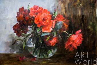 Натюрморт маслом "Красные розы. Олицетворяя страсть" Артворлд.ру