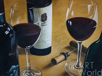 Картина маслом "Натюрморт с красным вином N1"  Артворлд.ру