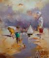 картина масло холст Пейзаж маслом "Дети на морском берегу. N16", Родригес Хосе, LegacyArt Артворлд.ру
