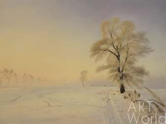 Зимний пейзаж маслом "Морозное безмолвие №2" Артворлд.ру