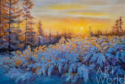 картина масло холст Зимний пейзаж маслом "Cнег, солнце, иней и мороз. N2", Камский Савелий, LegacyArt