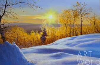 Зимний пейзаж маслом "Cнег, солнце, иней и мороз..." Артворлд.ру