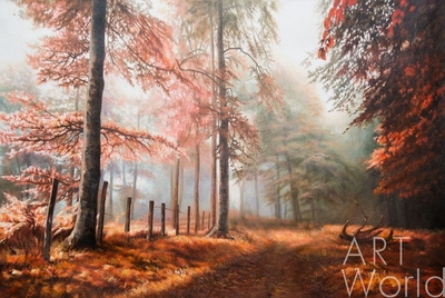 картина масло холст Пейзаж маслом "Туман в лесу", Камский Савелий, LegacyArt
