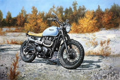 картина масло холст Картина маслом "Мой Triumph (серия Мотоциклы)", Камский Савелий, LegacyArt Артворлд.ру