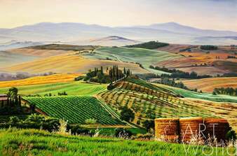 Картина маслом "Тосканские поля. Время урожая" Артворлд.ру
