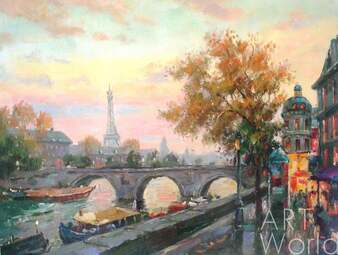 Картина маслом "Париж. Вид с Сены на Эйфелеву башню" Артворлд.ру
