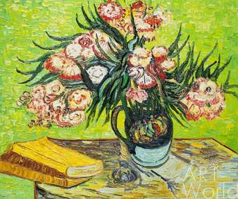 Копия картины Ван Гога "Натюрморт: ваза с олеандрами и книгами"  (копия Анджея Влодарчика) Артворлд.ру