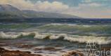 картина масло холст Морской пейзаж маслом "За синим морем, у синих гор…", Лагно Дарья, LegacyArt