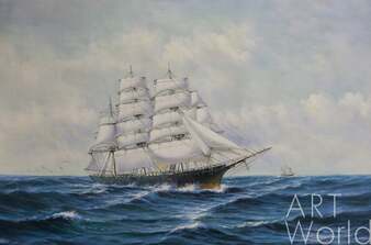 Вольная копия картины Берри Мейсона (Barry Mason) «A clipper ship bounding through the waves» (Клипер на волнах) Артворлд.ру