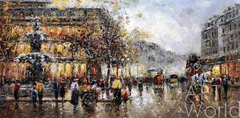 Пейзаж Парижа Антуана Бланшара "Place du Palais Royale et Comedie Francaise" (копия Кристины Виверс) Артворлд.ру