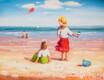 картина масло холст Картина в детскую "Дети на пляже (N10)" , Потапова Мария