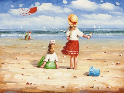 картина масло холст Картина в детскую "Дети на пляже (N9)" , Потапова Мария , LegacyArt