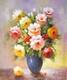 картина масло холст Натюрморт маслом "Букет роз в синей вазе", Потапова Мария