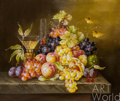 картина масло холст Картина маслом "Натюрморт с фруктами в стиле барокко N1", Потапова Мария Артворлд.ру