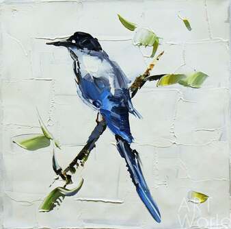Картина маслом "Синяя птица счастья N2", серия "Птицы" Артворлд.ру