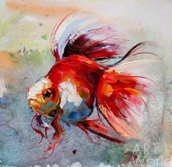 Картина маслом "Золотая рыбка для исполнения желаний. N9" Артворлд.ру