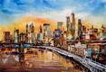картина масло холст Городской пейзаж "Нью Йорк. Вид на Бруклинский мост и Манхеттен", Родригес Хосе, LegacyArt