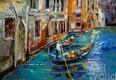 картина масло холст Городской пейзаж "Каналы Венеции. Гондольер N2", Родригес Хосе, LegacyArt