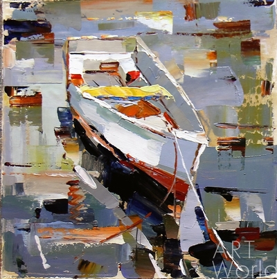картина масло холст Морской пейзаж маслом "Лодка на воде N2", Родригес Хосе, LegacyArt