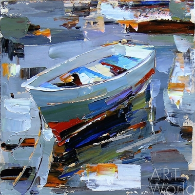 картина масло холст Морской пейзаж маслом "Лодка на воде N4", Родригес Хосе, LegacyArt Артворлд.ру
