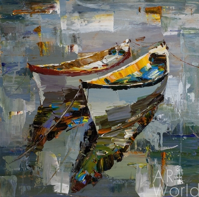 картина масло холст Морской пейзаж маслом "Лодки на воде", Родригес Хосе, LegacyArt Артворлд.ру