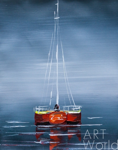картина масло холст Морской пейзаж маслом "Яхта. В ожидании гонки", Родригес Хосе, LegacyArt