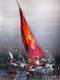 картина масло холст Морской пейзаж маслом "Яхтинг. Красный парус", Родригес Хосе, LegacyArt