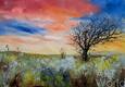 картина масло холст Пейзаж маслом "В осеннем поле на закате", Родригес Хосе, LegacyArt