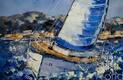 картина масло холст Картина маслом "Яхта. В брызгах волн", Родригес Хосе, LegacyArt