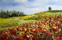 картина масло холст Средиземноморский пейзаж маслом "Маки цветут", Родригес Хосе, LegacyArt