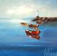 картина масло холст Лодки у маяка, Родригес Хосе, LegacyArt