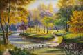 картина масло холст Осенний пейзаж с мостом, Ромм Александр, LegacyArt
